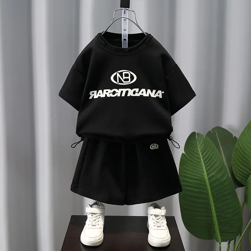 

Boys Clothes Set Summer Kids Letter Loose T-shirt+ Shorts Boys Sport Set for Teenage Casual Outfits Children Sportswear 2-12Year