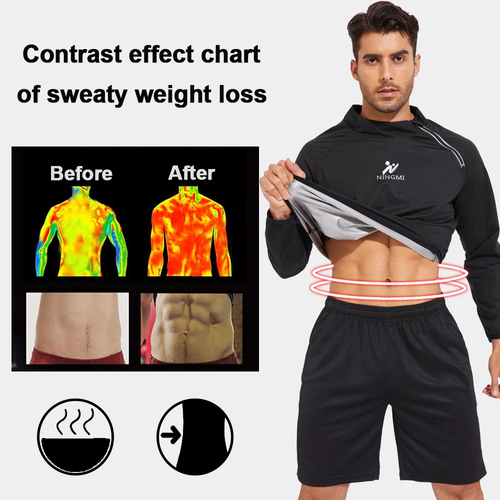 SEXYWG Sauna Sweat Shirt for Men Fitness Workout Top Weight Loss Sportwear Fat Burning Thermal Body Shaper image 4