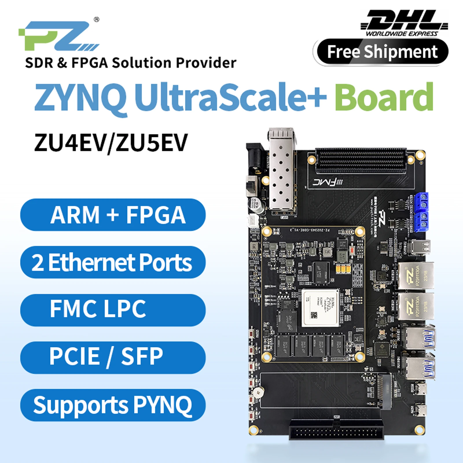 

Puzhi PZ-ZU4EV-FL-KFB PZ-ZU5EV-FL-KFB Плата разработки FPGA ZYNQ UltraScale MPSoC AI 4EV 5EV FMC USB