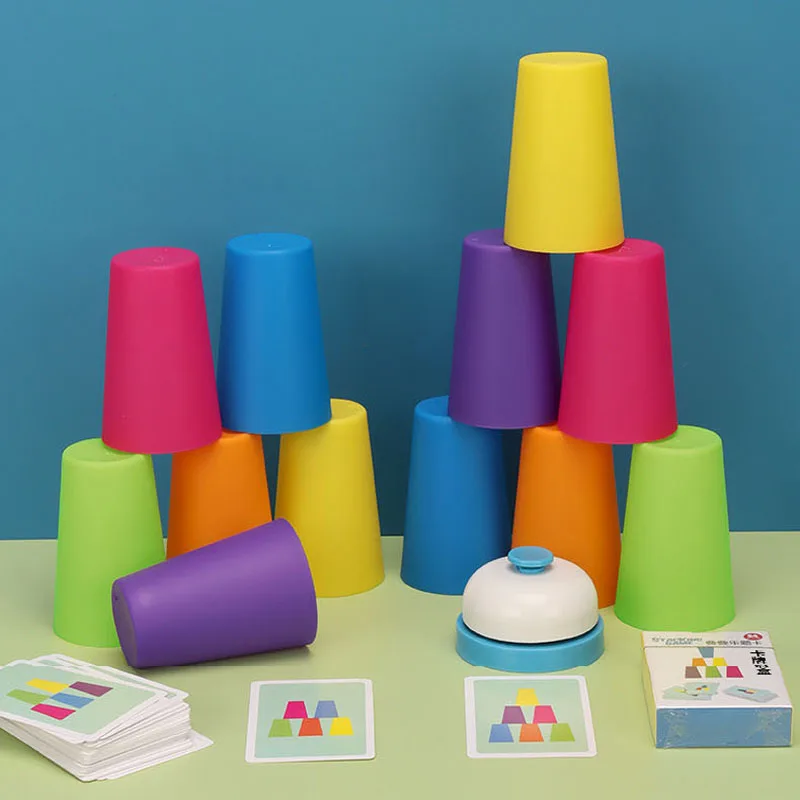 Classic Quick Stack Copos clássicos com sino para crianças, copos empilhando, jogo de treinamento de velocidade, brinquedos para meninos e meninas,