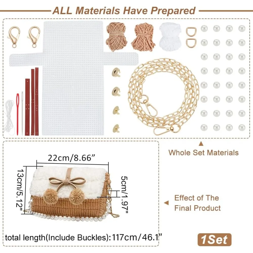 Zestaw do robienia na drutach szydełkowych torebek, zestaw z siatki z tworzywa sztucznego na torby na ramię DIY Knitting Crochet Crossbag Materials