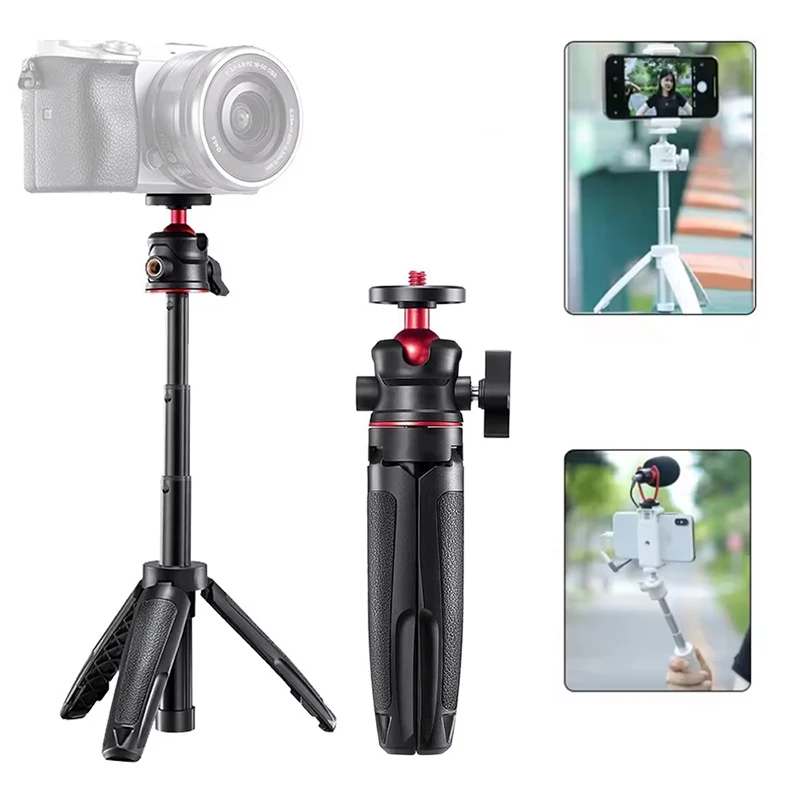 Mini trípode portátil MT-08, trípode plegable, monopié con cabezal esférico flexible, tornillo de 1/4 pulgadas, soporte extensible para cámara DSLR y teléfono inteligente