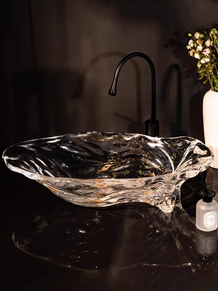 

Прозрачная акриловая раковина для умывания из платинового кристаллического акрила, раковина для ванной комнаты