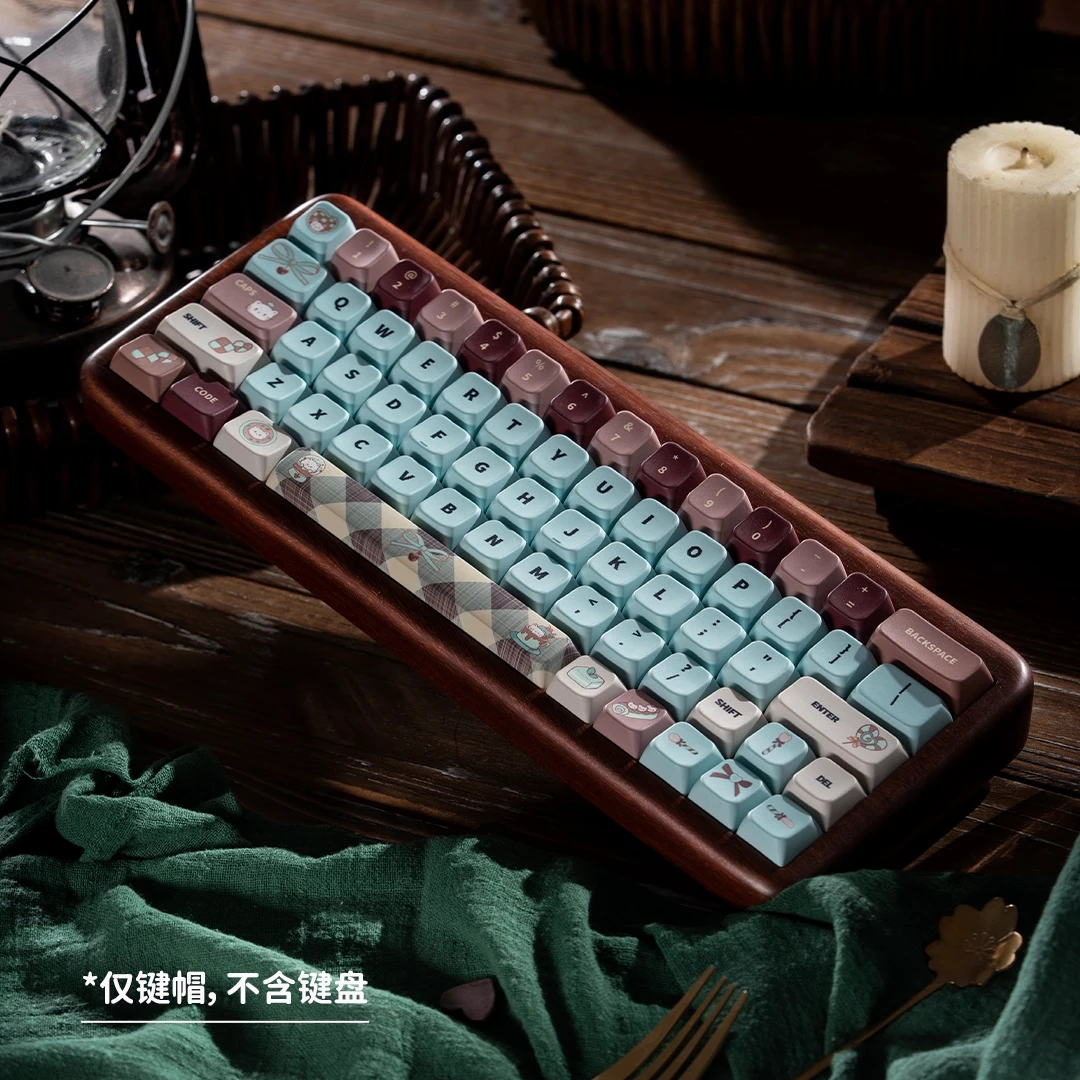 

Mint Chocolate Kitten Theme Keycaps Set PBT MDA Profile Custom Original Handmade Keycaps for Mechanical Keyboard Accessories
