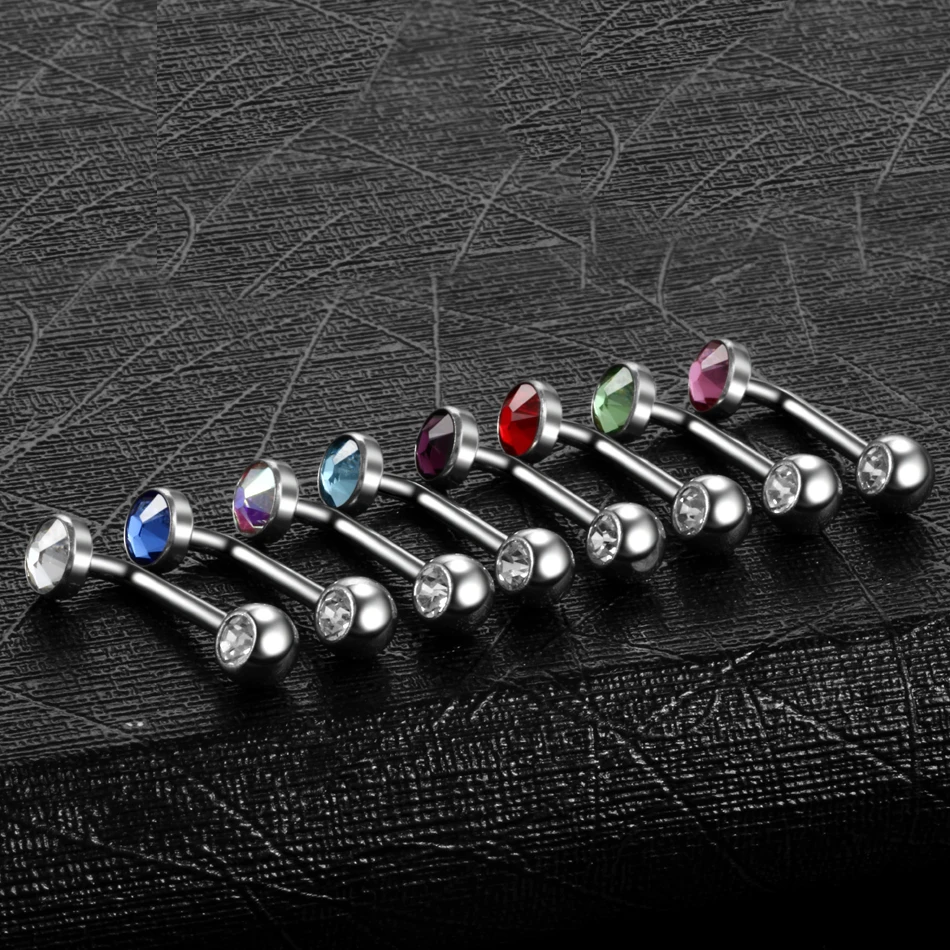 10pcs/lot Titanium Crystal Gem Christina Vertical Hood Piercings Sexy Flower Lip Rings Piercing Body Jewelry