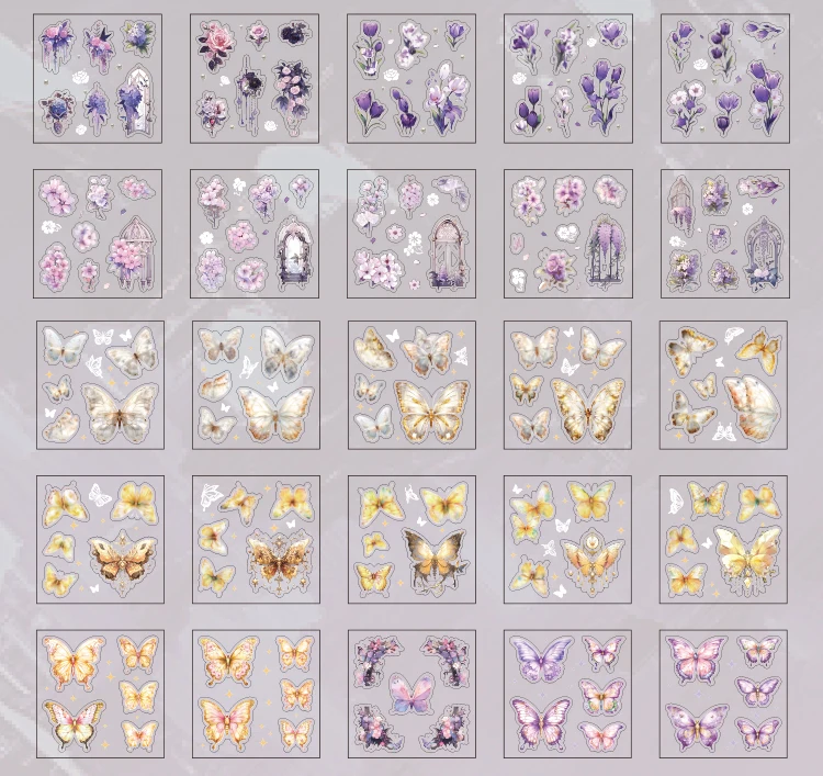 100 Stück Laser Gold Schmetterling Aufkleber Muschel Licht Handwerk DIY Scrapbooking Collage Briefpapier Dekor Junk Journal Aufkleber – Detail 25