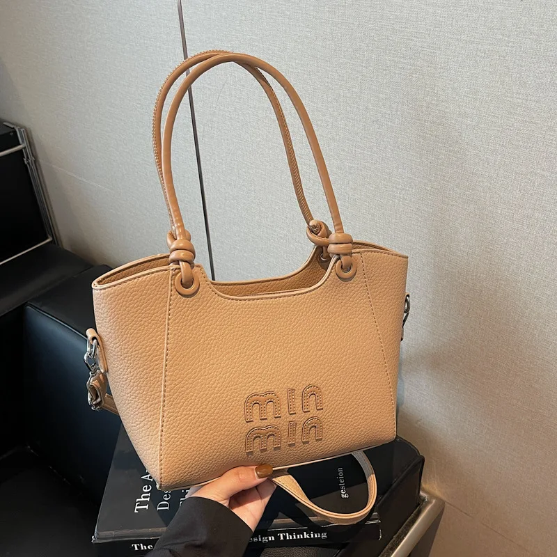 

2025 Autumn Vintage Bucket Bag for Women Letter Print Shoulder Bag with Top Handle, Retro Crossbody Purse for Daily Use
