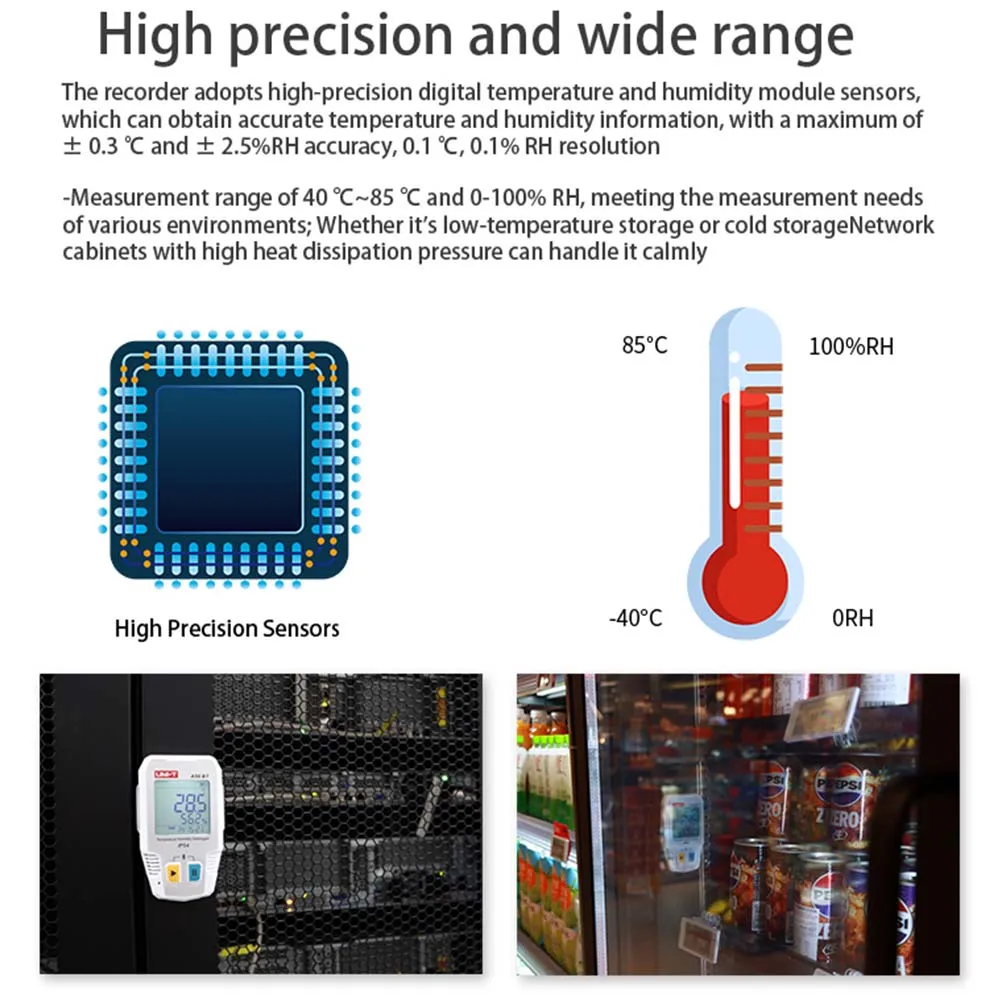 UNI-T A56 BT Bluetooth Temperature Humidity Datalogger Storage of 64000 Bluetooth temperature and humidity measurement data