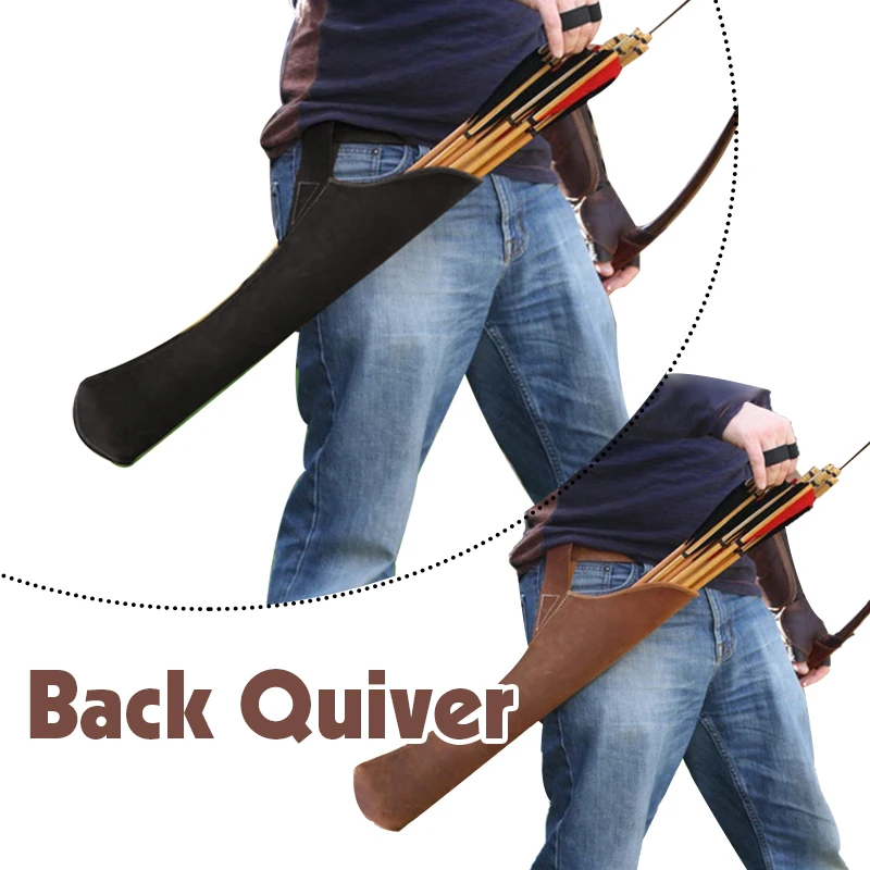 กระเป๋าใส่ธนูหนังแท้สีดำสไตล์ยุคกลาง สำหรับนักรบ นักล่า นักเดินทางขี่ม้า ตกแต่งธนู ยิงธนู สำหรับฮาโลวีน