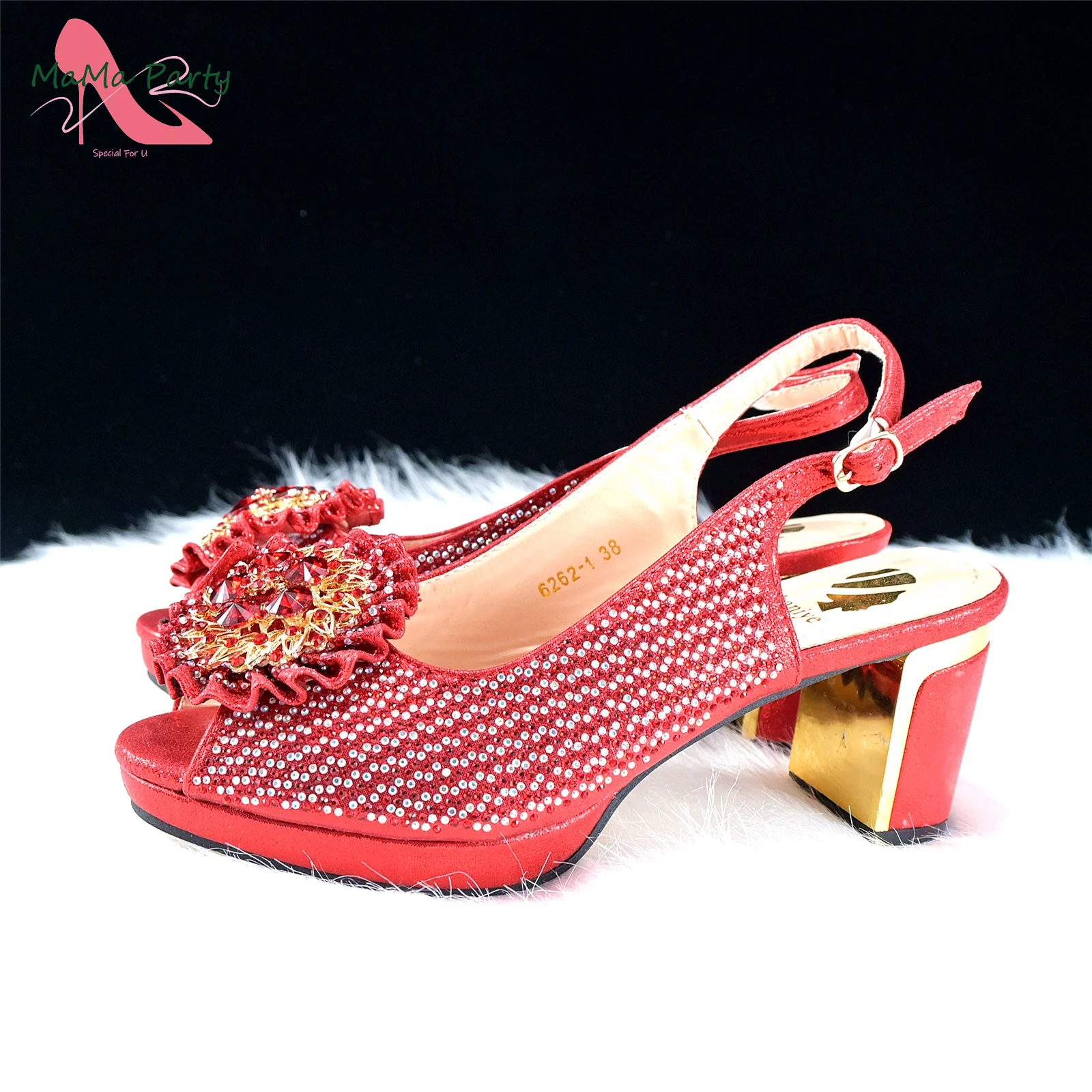 Novelty New Arrivals Young Girl Styl African Women Shoes and Bag Set in Red Color High Quality INS Hot Sale Classics Sandals