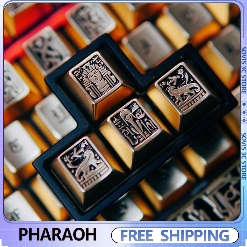 

Sovis Pharaoh Metal Keycap Arrow Keys Cherry Profile Artisan Keycaps Zinc Alloy Custom Keyboard Caps DIY Mechanical Keyboard