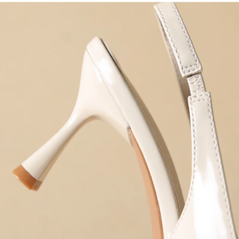 Women Sexy High Heeled Sandals Front Closed Tip Shoes 7cm Wine Glass Heels Sexy Shiny Pumps With Elastic Band Orange Red Blue 40