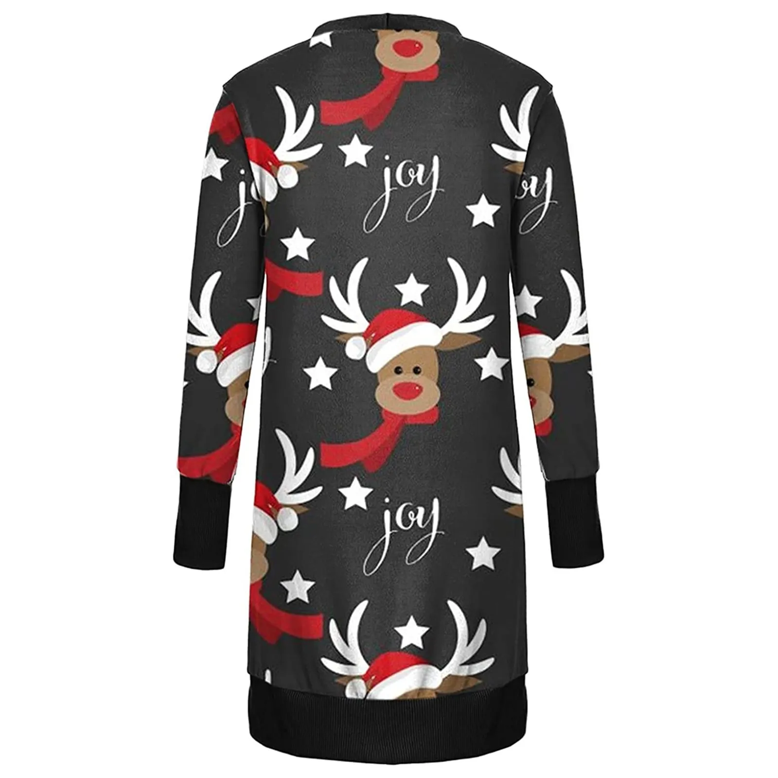 Women\'s Christmas Long Sleeve Front Cardigan Printed Top Lightweight Jacket