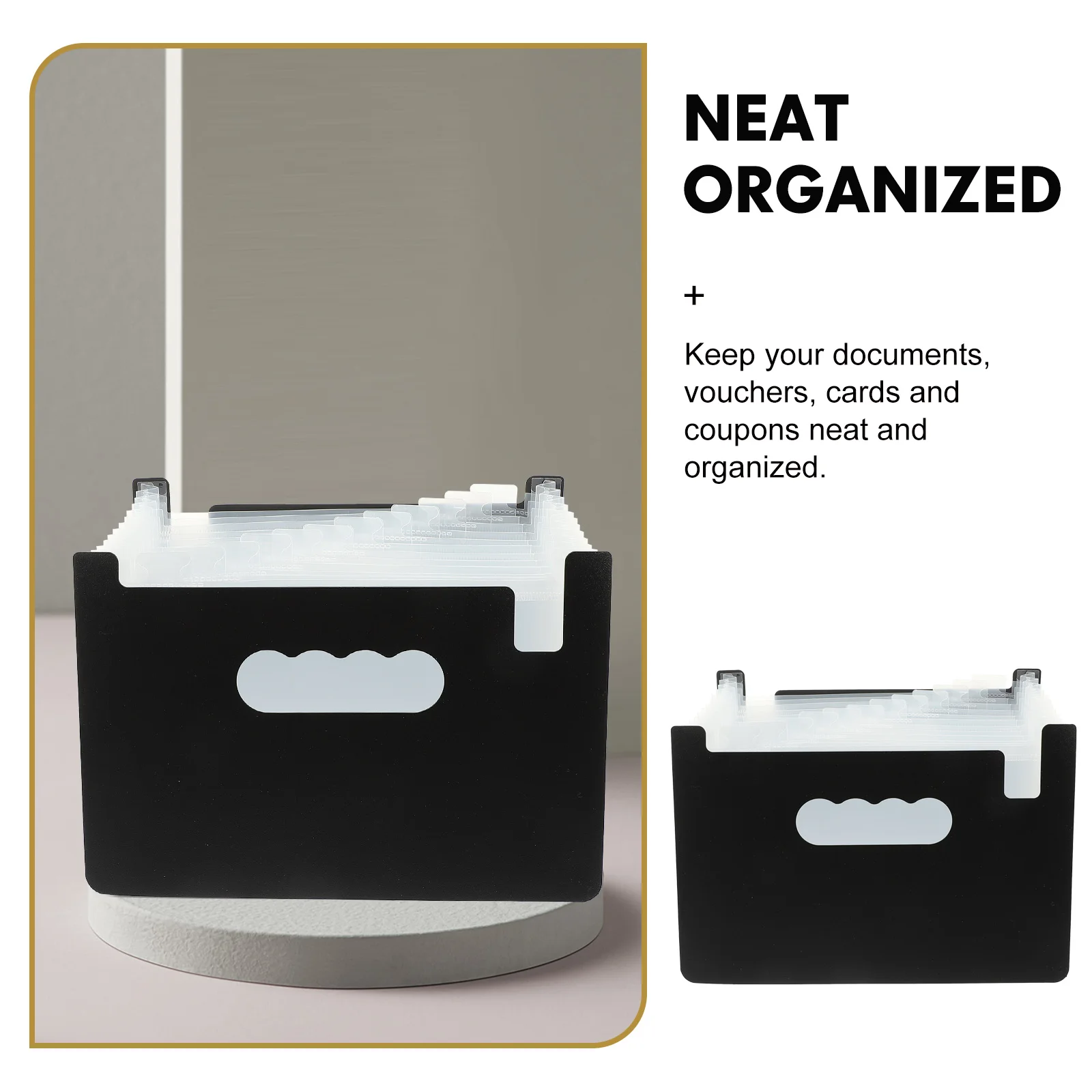 

Folder Ticket Storage Package Organizer Multi-functional Stand Receipt Important Document Memo Note Holder Black Office