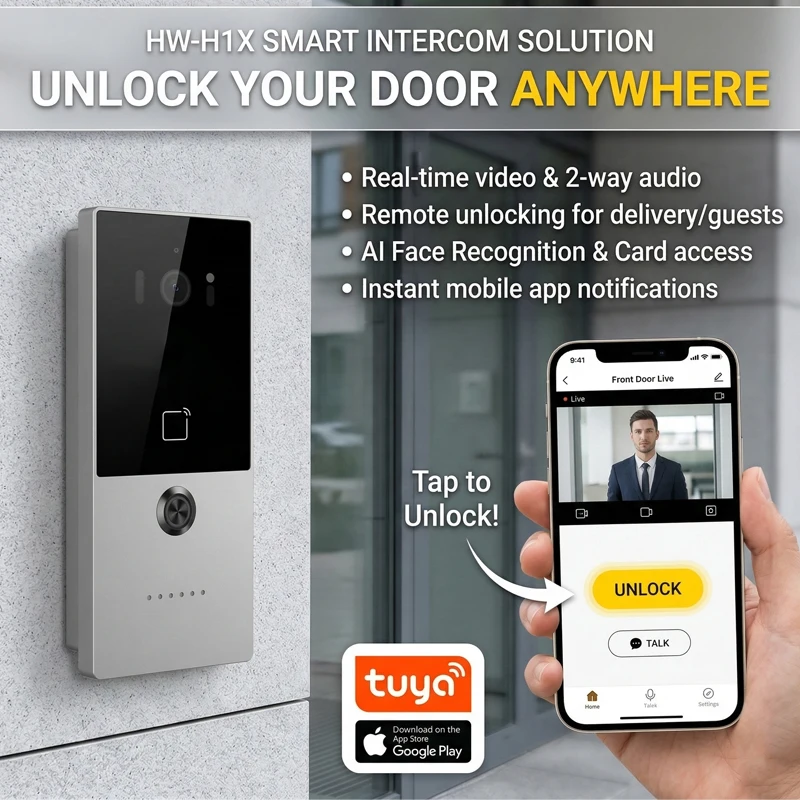

Hiwink Tuya Smart Home IP Intercom System With Mechanical Button Easy Installation Outdoor Station For Multi Tenant Residences