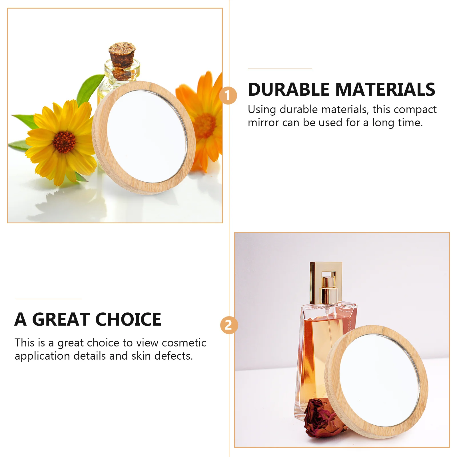 3Pcs 휴대용 소형 메이크업 거울 다양한 색상 작은 원형 여행용 거울 여성용 경량 포켓 거울