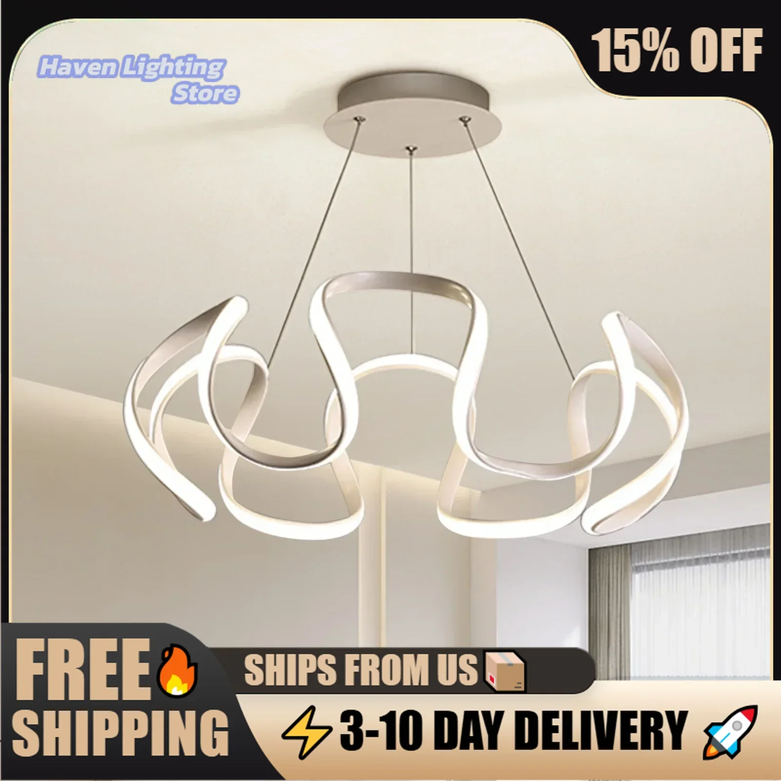 

Modern LED Dual-Color Adjustable Pendant Light Irregular Design with Wide Voltage&Flicker-Free Lighting for Indoor Ceiling Decor
