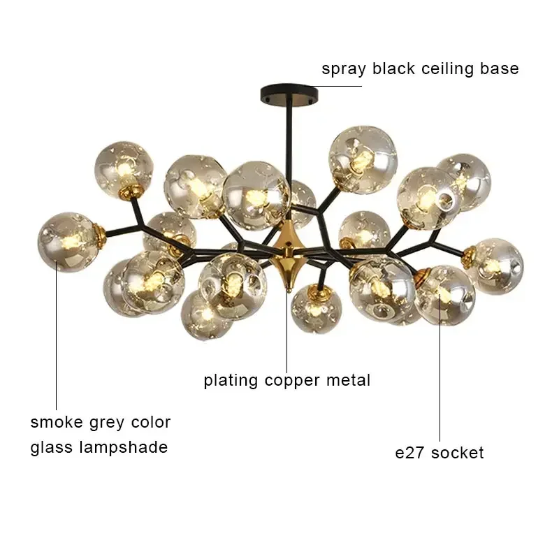 Nordic Designer Colorful Glass Magic Bean Chandelier Living Room Decoration Ceiling Light Luxury Bright LED Pendant Lights