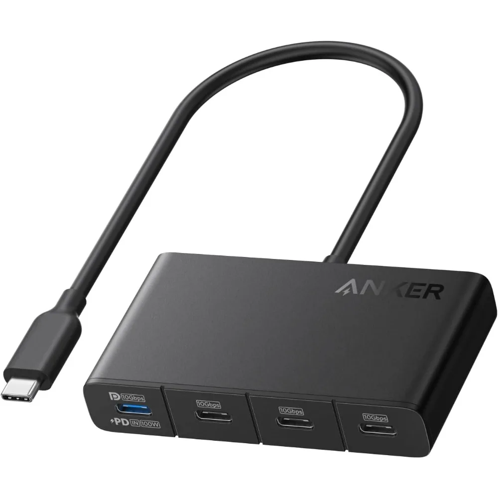 

USB-C Hub with 4 Ports, 100W PD Charging, 10Gbps Data Transfer for MacBook, iPad, Surface Pro