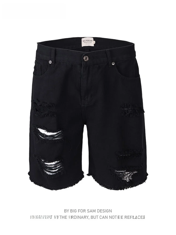 

Джинсовые шорты Bigforsam унисекс, рваные, свободного кроя, в стиле стритвир, хип-хоп, летние, хлопковые, молодежные, модные