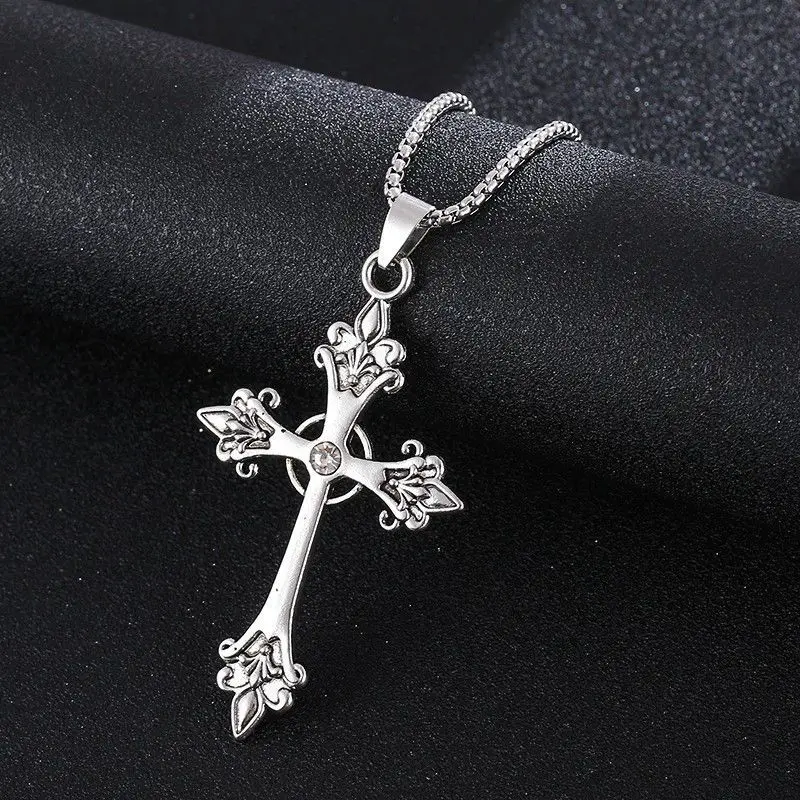 Stainless Steel Cross Necklace Silvery For Women&Men Classics Clavicle Charm Jewelry 2025