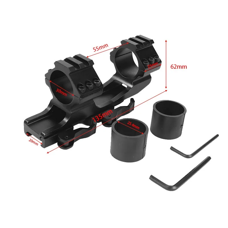 25.4mm/30mm Quick Release Cantilever Weaver Forward Reach Dual Ring Scope Mount  Sight Bracket Rear Extension Integrated Bracket