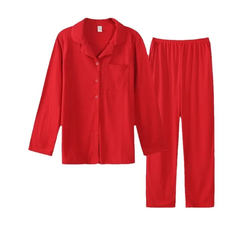 طقم ملابس منزلية بأكمام طويلة مبطنة بالصوف الأحمر للرجال والنساء بيجامة شتوية فضفاضة بياقة قلابة دافئة سنة زودياك الصينية