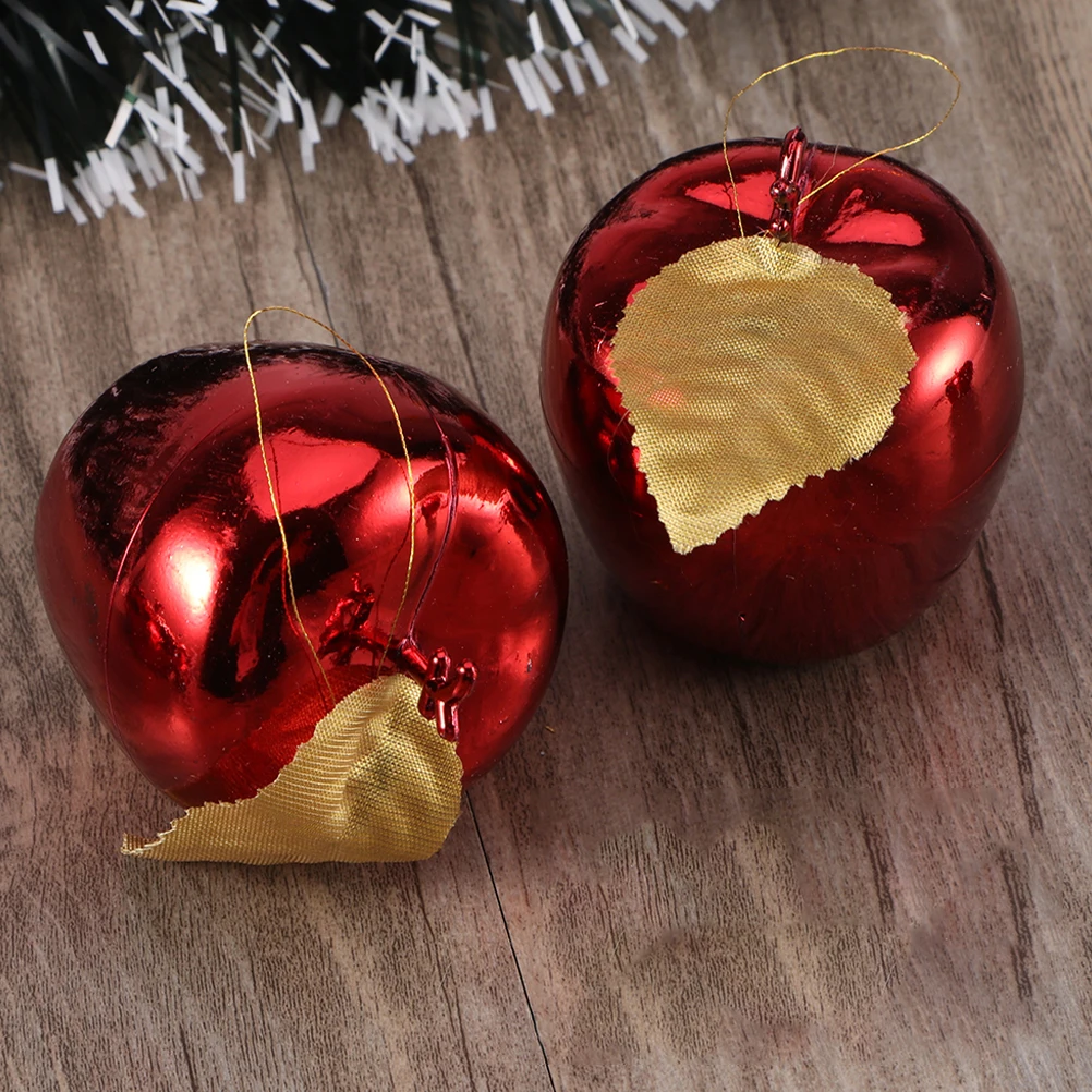 12 قطعة شجرة عيد الميلاد الديكور التفاح الحلي التألق التفاح المعلقات التفاح زينة عيد الميلاد الأحمر شنقا شجرة عيد الميلاد زخرفة