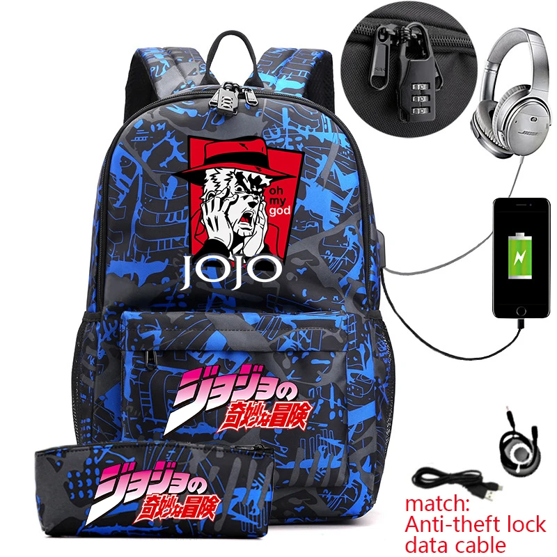 anime-jojo's-bizarre-adventure-print-student-anti-theft-backpack-with-pencil-case-for-kids-teens-school-daypack