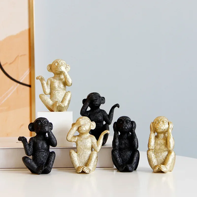 3 Stück/Set Miniatur Affe Figuren Home Dekorative Ornament Handwerk Home Schlafzimmer Schlafzimmer Dekor Handwerk Miniaturen