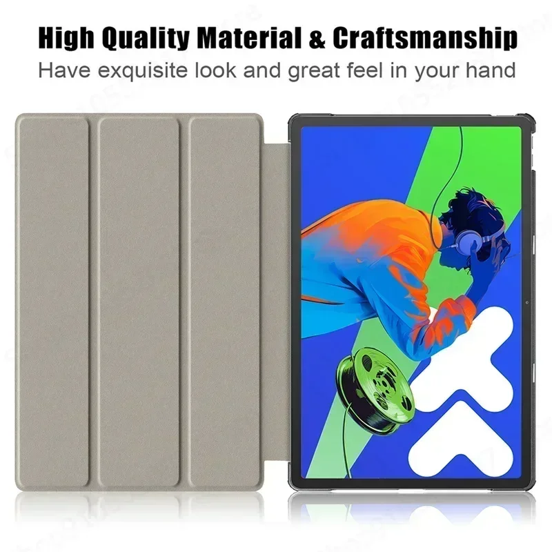 For Lenovo Idea Tab Pro 12.7' Case Trifold Magnetic Leather Stand Hard Smart Cover For Xiaoxin Pad 12.7 2025 TB-375FC TB-373FU