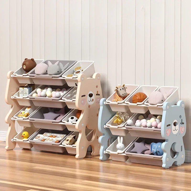 

3-4Layer Plastic Children's Toy StorageBaby Multi-layer Organization RackLarge Capacity Kindergarten Bookshelf New Arrivals