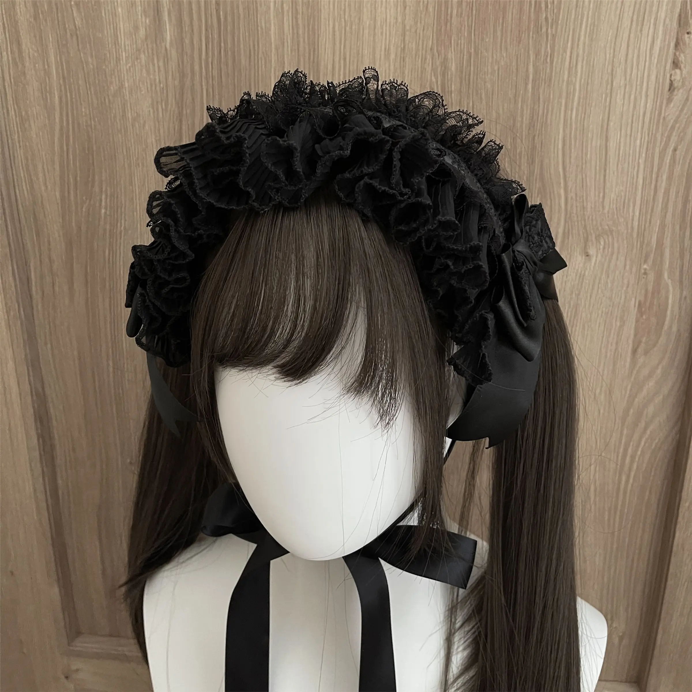 Harajuku Gothic Lolita Hat Gorgeous Multi-layer Lace Hair Bands Hairpin Anime Cosplay Headdress Handmade Pure Cotton Headband 3