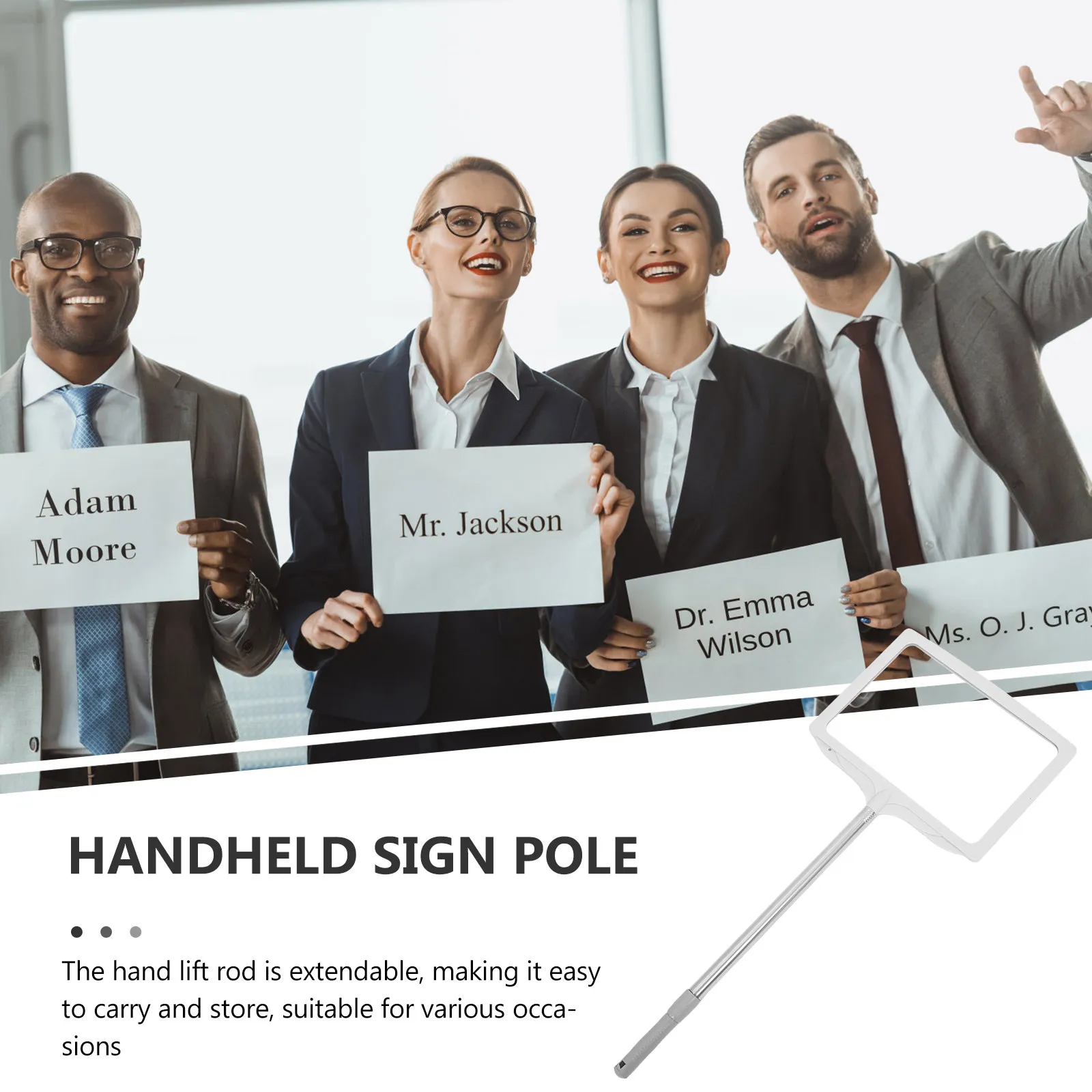Stainless Steel Handheld Sign Holder with Frame Easy Replaceable Face for Welcome Display Outdoor Sports Meeting