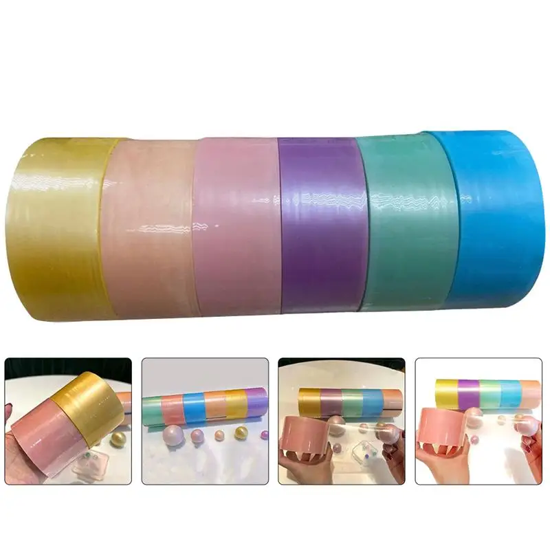 

6 Rolls Adhesive Tapes Colored Tapes Sticky Tape Colored Washi Paper Tape Fidget Pearlescent Adhesive Tape Accessories