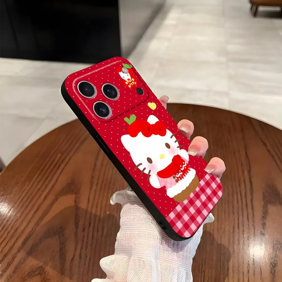 かわいいハローキティ新年ブラックソフトフォンカバーケース iPhone 13 12 11 17 Pro Max XR XS Max 15 16 14 Plus 7 8 17Air対応