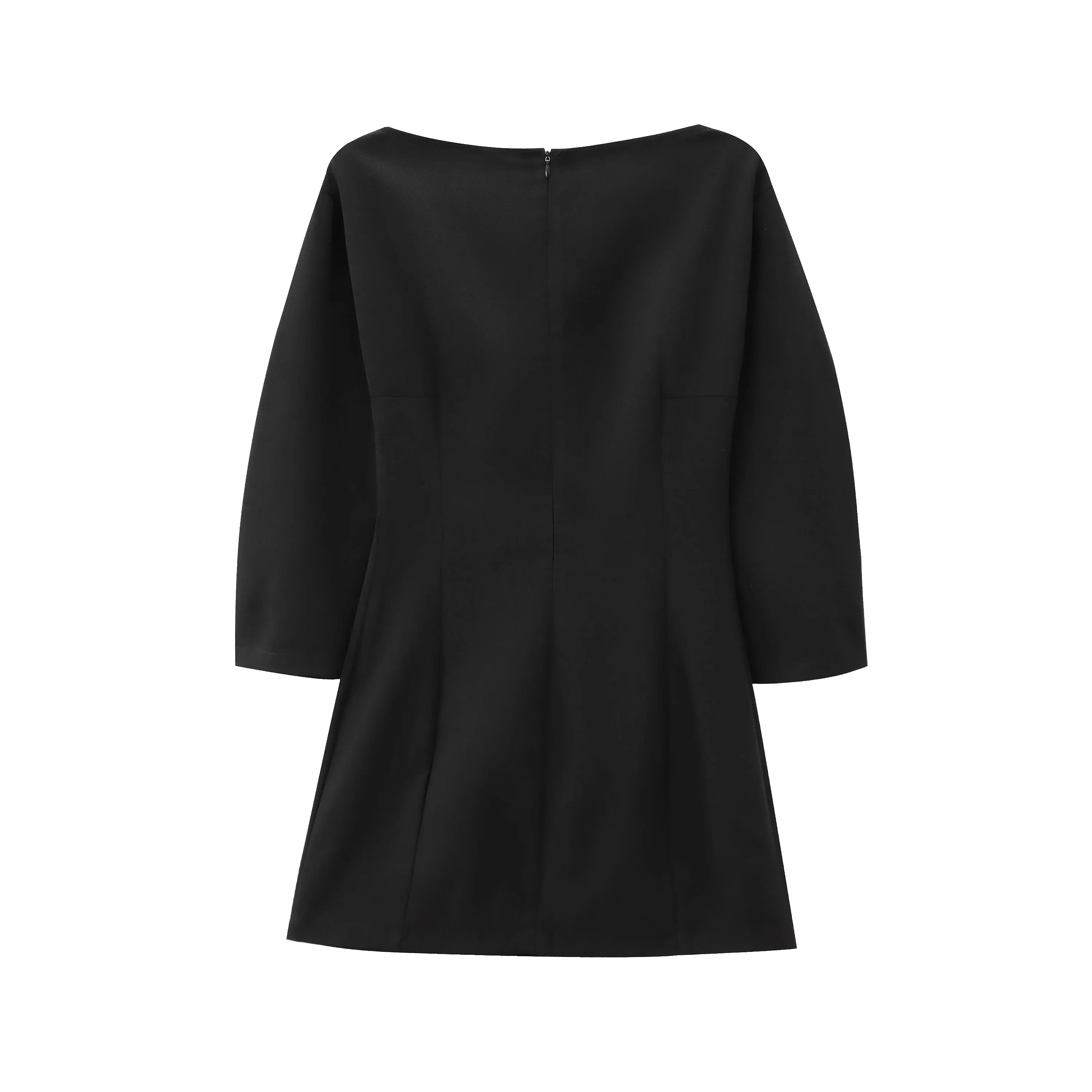 Tangada 2024 Women Black Mini Dress Three Quarter Sleeve Zipper Female Dresses PS088