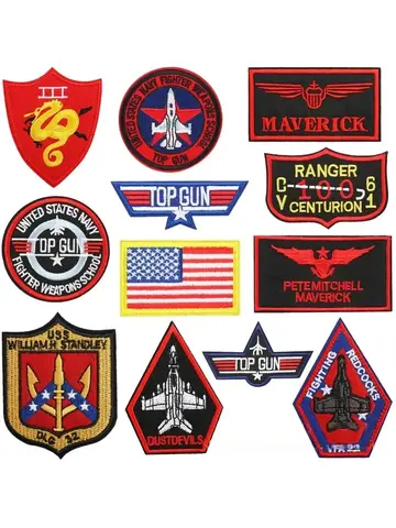 Top Gun Tomcat Embroidered Patch Hook and Loop Badge Jacket Sticker American Navy Air VF-1 Pilot Armband DIY Accessories