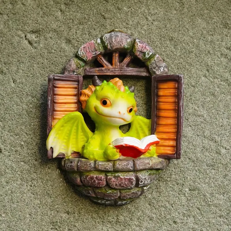 

Wall Mounted Cute Dinosaur Funny Hang Ornament Resin Statue Garden Decorative Pendant Animal Indoor Outdoor Decor Ornament Gift