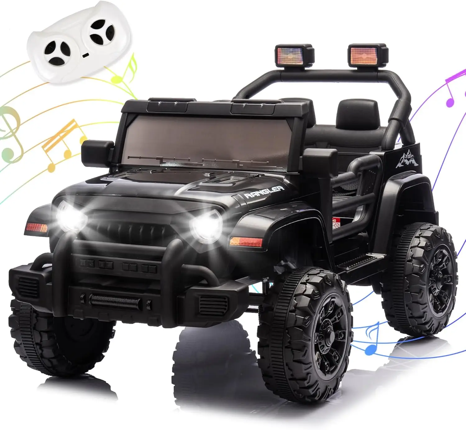 

12V Kids' Electric Vehicles W/Parents Control, Ride on Toys for Toddlers with Music, Bluetooth, Four-Wheels Suspension,