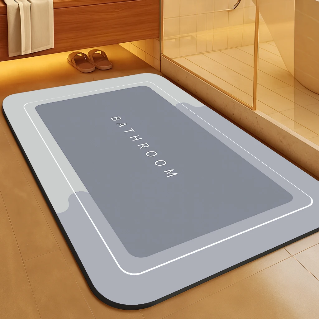 Square Non-Slip Bathroom Mat – Diatomaceous Earth Absorbent Floor Mat Door Mat