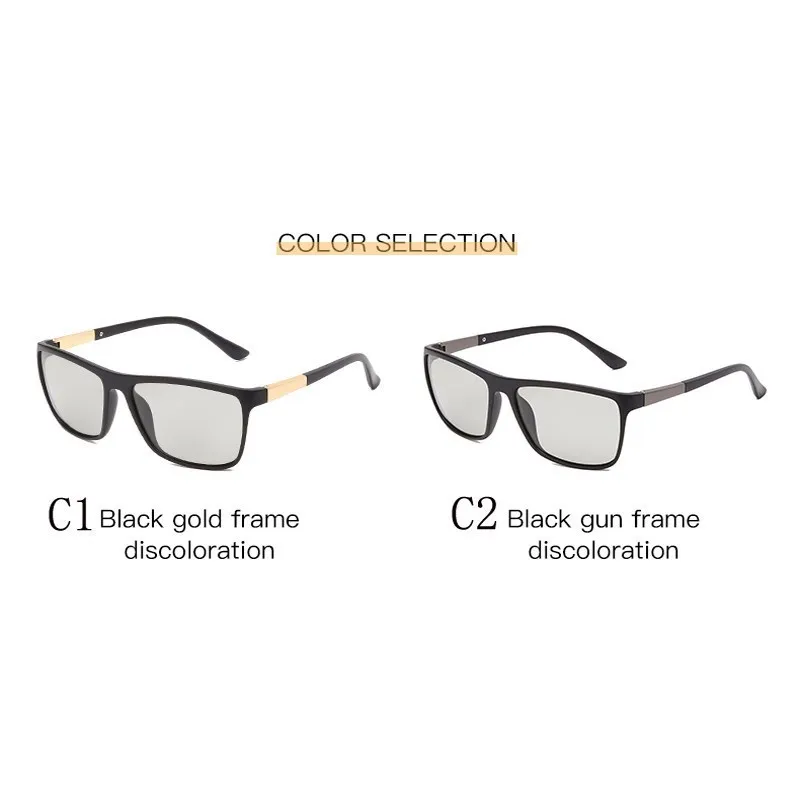 Square Photochromic Polarization glasses Unisex Men Women Brand Designer Chameleon Driving Sun Glasses UV400 Polarization Eyewea