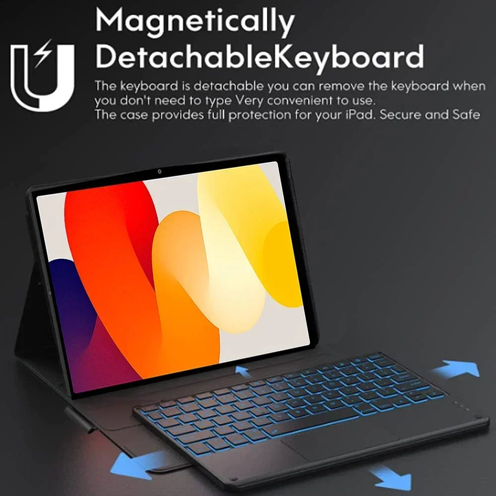 Backlit Touchpad Keyboard Case For Xiaomi Redmi Pad SE 11 Inch 2023 Mipad SE Case Spanish Bluetooth Keyboard Cover Korean Funda