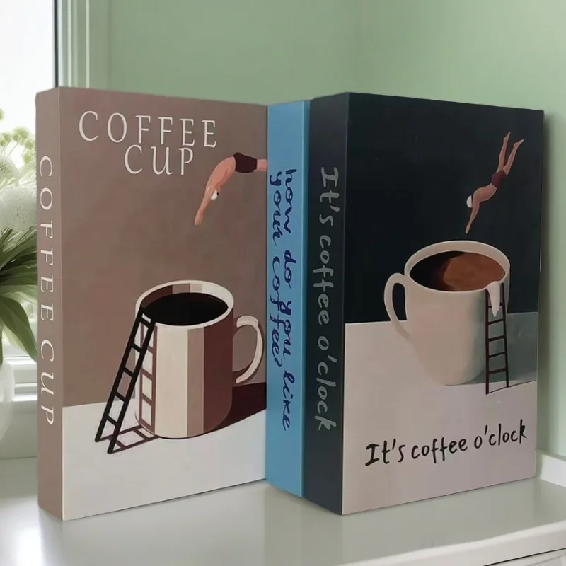 

Luxury Fake Book Coffee Cup Decorative Books Nordic Design Coffee Table Bedroom Bookshelf Boho Home Interior Decoration Abstract