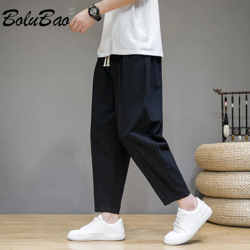 

BOLUBAO 2024 Outdoor Casual Pants For Men Solid Color Breathable Nine-Point Pants High Quality Streetwear Casual Pants For Men