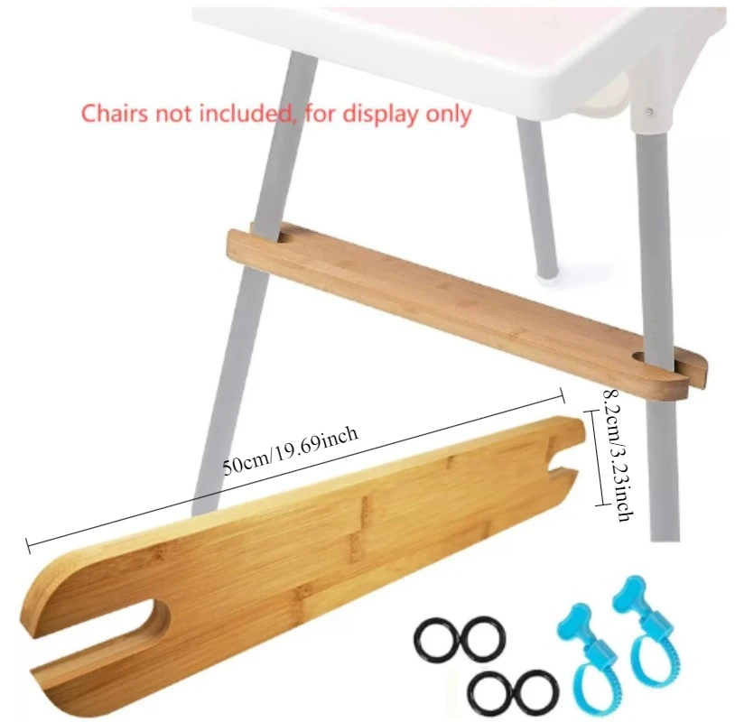 Cadeira alta para bebês, apoio para os pés, bambu natural, madeira, assento infantil, antiderrapante, estável, acessórios para crianças, bebês