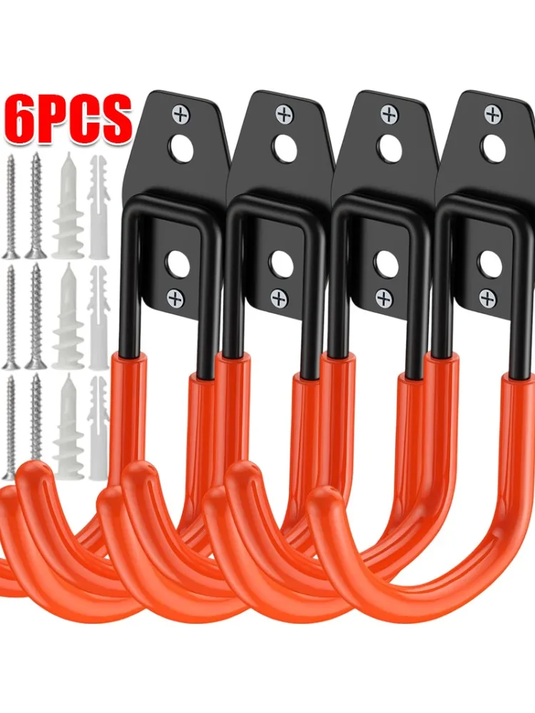 AliExpress NONE Garage Hooks with Anti-Slip Coating Heavy Duty Wall Mount Clothes Hangers Garden Tools Storage J Hook for Hanging Bike Hose