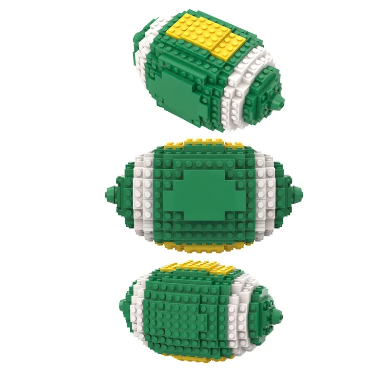

American Football Sports Ball Replica Green & Yellow Team Colors Display Block Model