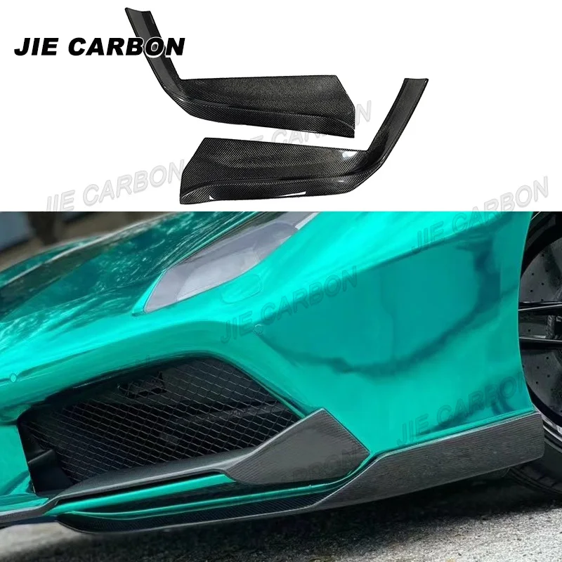 

Накладки-сплиттеры на передний бампер из настоящего карбона для Ferrari 488 GTB 2015-2018, боковые накладки-спойлеры FRP