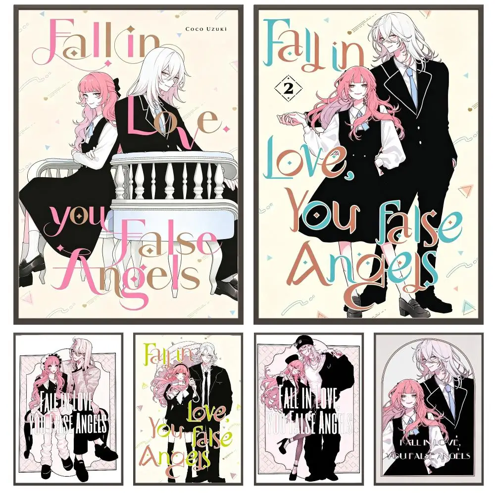 comic Fall in Love, You False Angels Poster Poster HD Waterproof Self Adhesive Wall Art Print Decor for Bedroom Living Room Gift